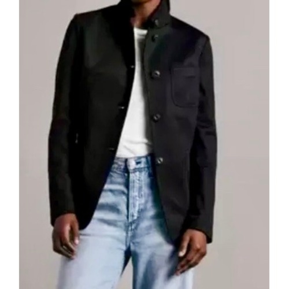 Rag & Bone Sid Pique Blazer Jacket Black Stand Collar Size 6